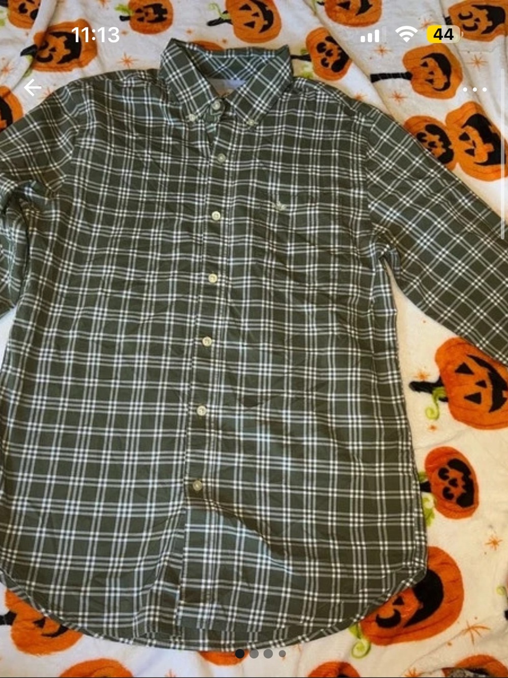 Dockers Men's Olive Green Plaid Long-Sleeve Button-Down Shirt